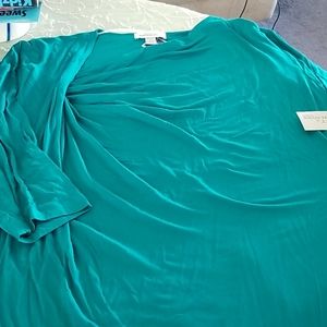 Gathered Asymmetric Drape Neck 3/4 Sleeve Blouse